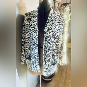 Pull&Bear Leopard Print Blazer Open Front Jacket Animal Print Small